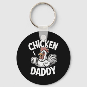 Chicken Daddy Vintage Poultry Farmer Funny Fathers Keychain