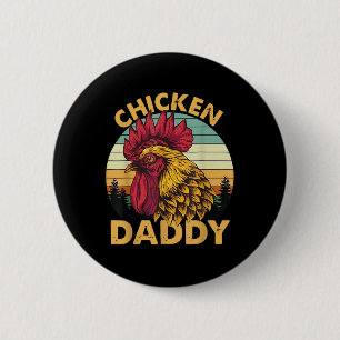 Chicken Daddy Vintage Rooster For Dad Farmer Fathe 2 Inch Round Button