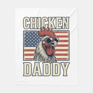 Chicken Daddy Vintage Rooster Patriotic Fleece Blanket