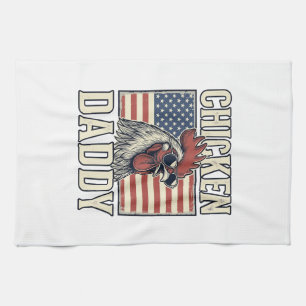 Chicken Daddy Vintage Rooster Patriotic Kitchen Towel
