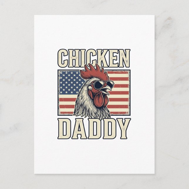 Chicken Daddy Vintage Rooster Patriotic Postcard (Front)
