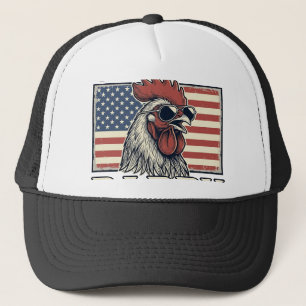 Chicken Daddy Vintage Rooster Patriotic Trucker Hat