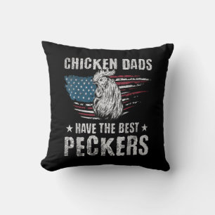 Chicken Dads Have The Best Peckers Ever Funny Adul Throw Pillow