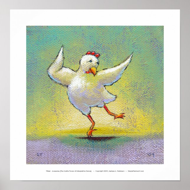 Chicken dancer modern interpretive dancing fun art poster (Front)