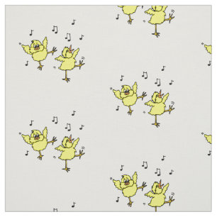 Chicken Dancers With Music Notes Fabric
