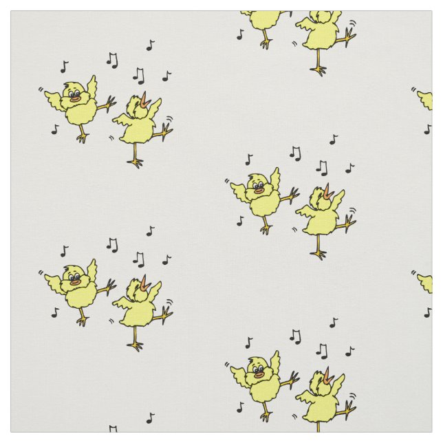 Chicken Dancers With Music Notes Fabric (Swatch)