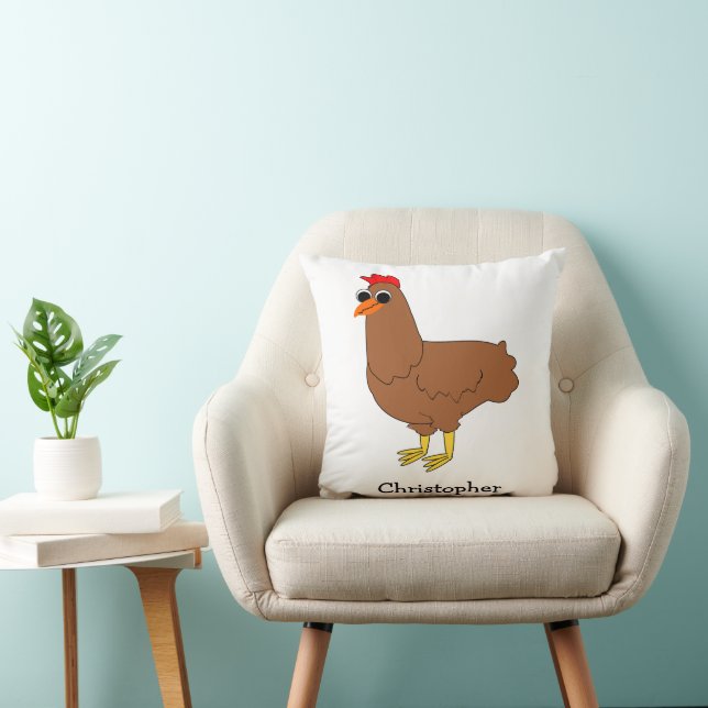 Chicken Design Personalised Throw Pillow (Chair)