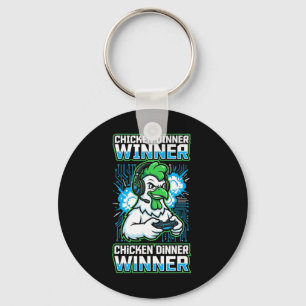 Chicken Dinner Winner Funny Gamer Rooster Present Keychain