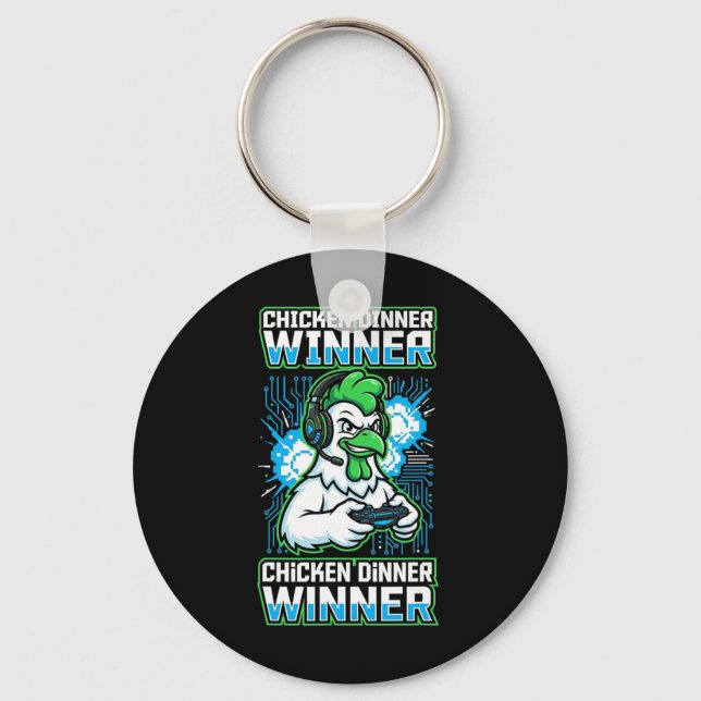 Chicken Dinner Winner Funny Gamer Rooster Present  Keychain (Front)