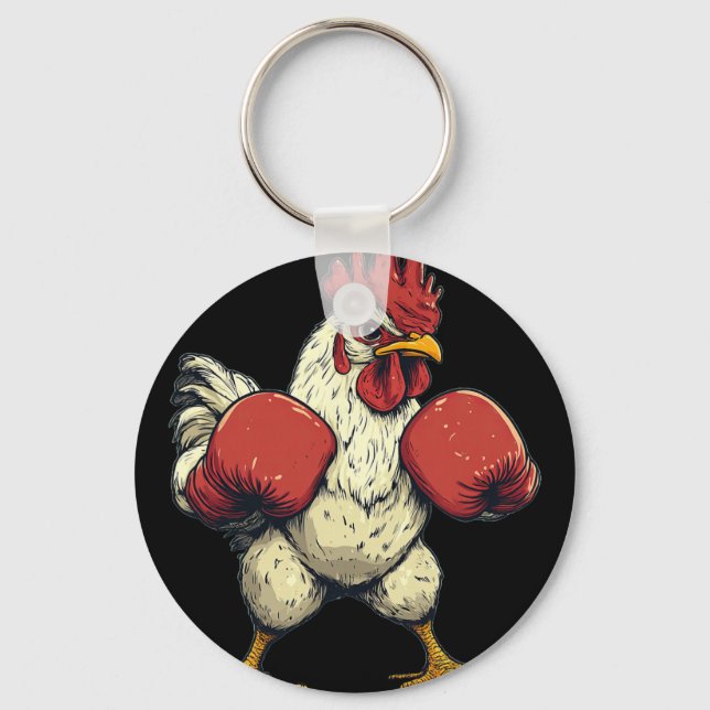 Chicken Dressed As A Boxer Funny Boxing  Keychain (Front)