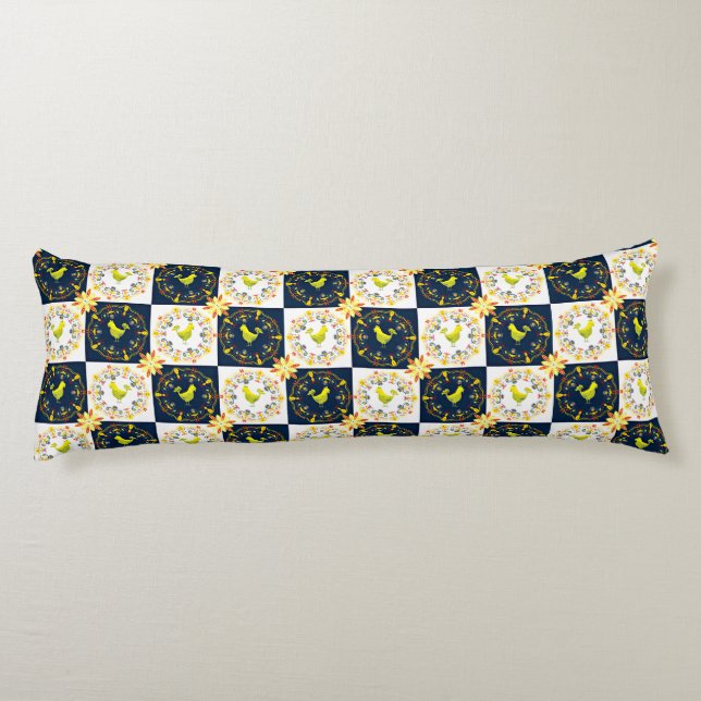 Chicken easter folk pattern body pillow (Back)