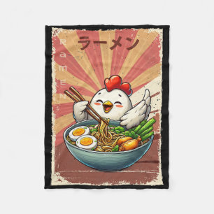 Chicken Eating Ramen Japanese Noodles Soup  Fleece Blanket