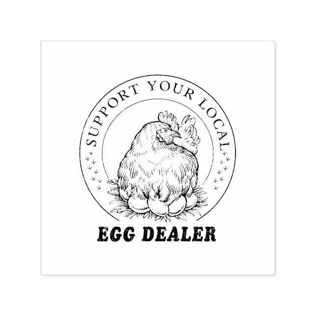 Chicken Egg Dealer Funny Rubber Stamp (Design)