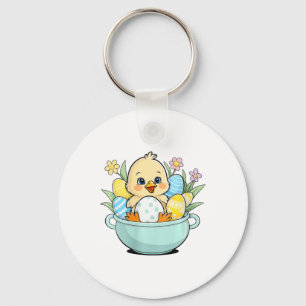 Chicken Egg Hunting Easter Bunny Ears Farm Animal  Keychain