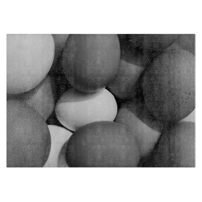 Chicken Eggs in Black and White Cutting Board (Front)