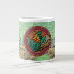 Chicken emblem design large coffee mug