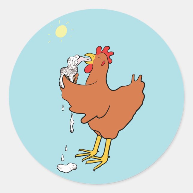 Chicken Enjoying Ice-cream  Classic Round Sticker (Front)