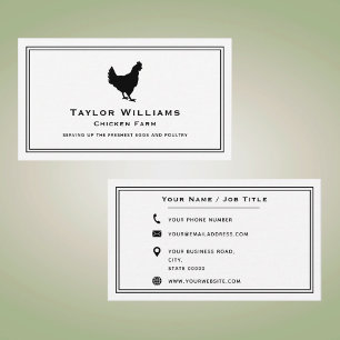 Chicken Farm Animal Egg Farmer Poultry Black White Business Card