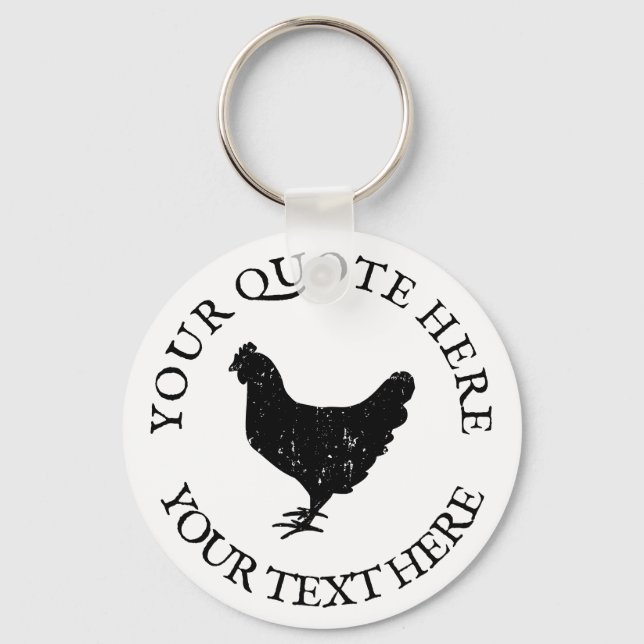 Chicken farm animal silhouette custom keychain (Front)