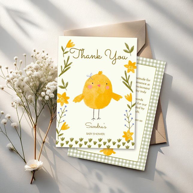 Chicken farm animals whimsical baby shower thank you card (Chicken farm animals whimsical spring baby shower thank you cards)