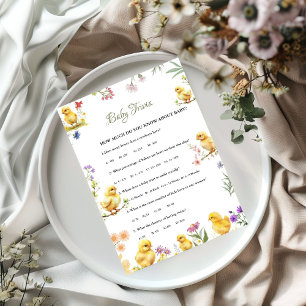 Chicken Farm Bébé trivia jeu de Baby shower Carte