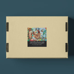 Chicken Farm Broiler Meat Birds Free Range Square  Sticker