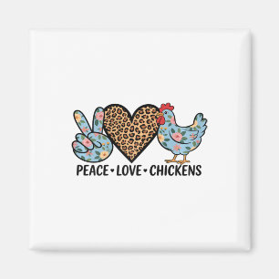 Chicken Farm Farming Peace Love Chickens For Women Magnet