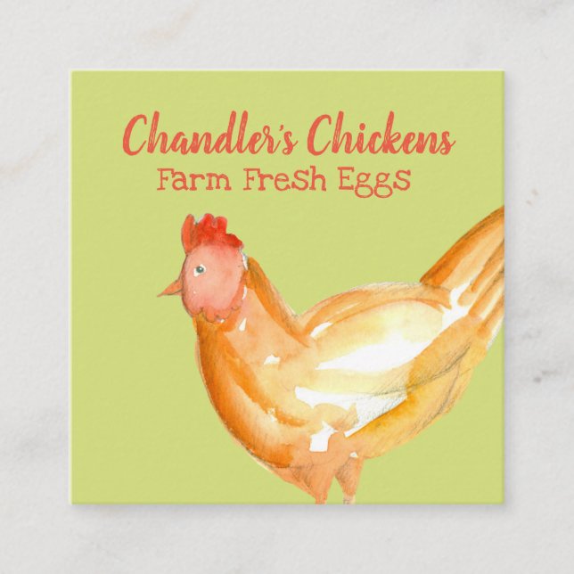 Chicken Farm Fresh Eggs For Sale Custom Square Business Card (Front)