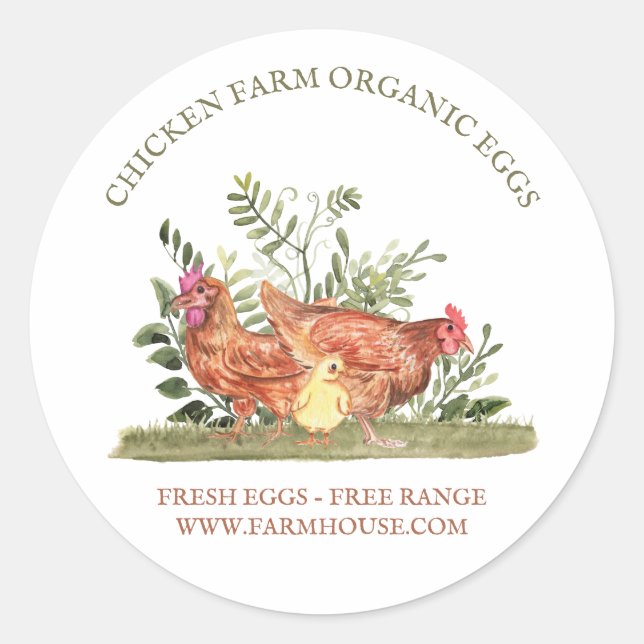 Chicken Farm Fresh Eggs free range Classic Round Sticker (Front)