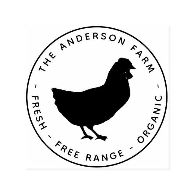 Chicken Farm Hen Small Business Fresh Eggs Round   Self-inking Stamp (Design)