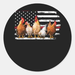 Chicken Farmer Cool USA Flag Independence Poultry  Classic Round Sticker
