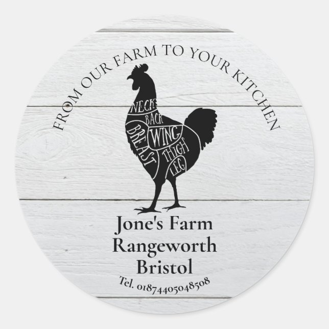 chicken farmer marketing produce butcher farmer classic round sticker (Front)