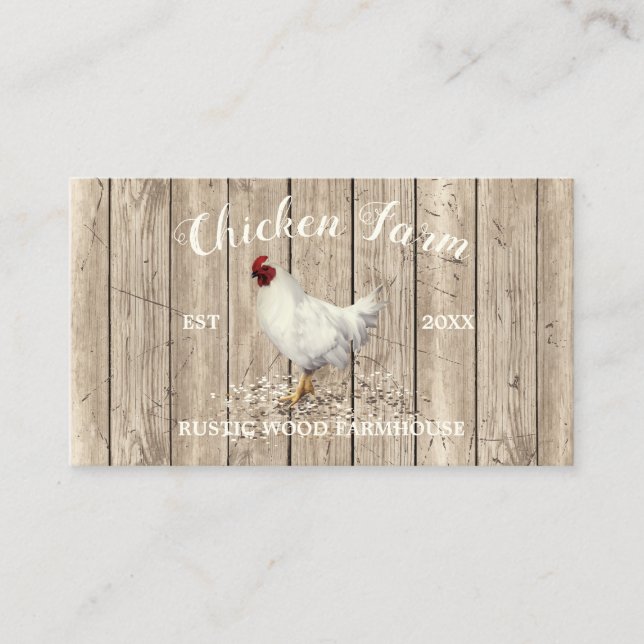Chicken Farmhouse Wood Rustic Egg Business Card (Front)