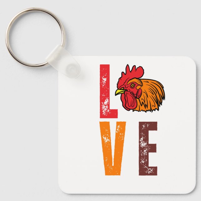 Chicken Farming - Hen Rooster Lover Chicken Farmer Keychain (Front)