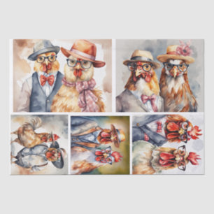 Chicken: Fashionable Fowl in collage Decoupage Tissue Paper