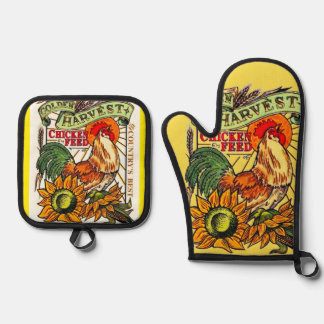 "Chicken Feed" Oven Mitt & Pot Holder Set