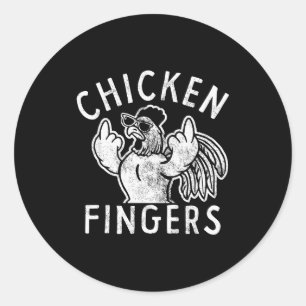 Chicken Fingers, Middle Fingers, Funny Chicken Classic Round Sticker