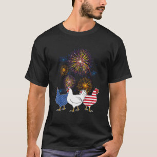 Chicken Fireworks Independence 4th Of July Day Pat T-Shirt