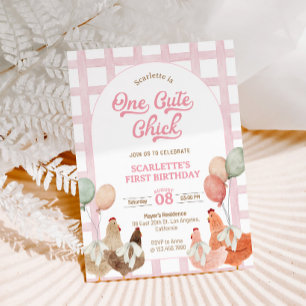 Chicken First Birthday Invitation