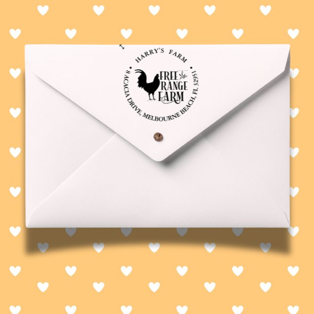 Chicken Free Range Farm Theme Self-inking Stamp (Personalize your farm notes with our Chicken Coop Farmer Theme Self-inking Stamp)