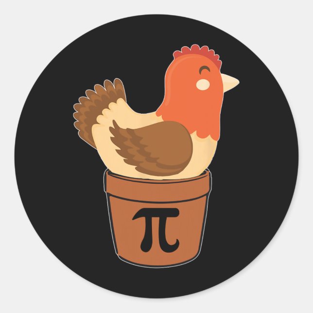 Chicken Funny Maths Engineer Nerd Birthday Gift Pi Classic Round Sticker (Front)