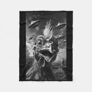 Chicken Funny Ufo Flying Saucer Alien Selfie Men W Fleece Blanket