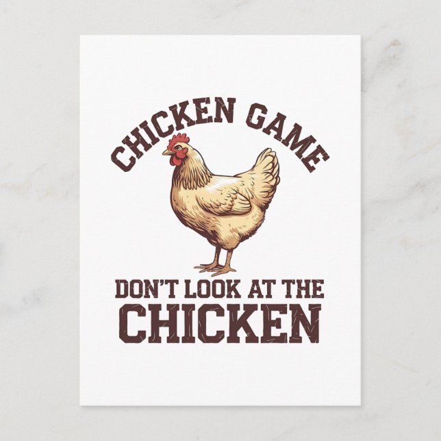 Chicken game don't look at the chicken invitation postcard (Front)