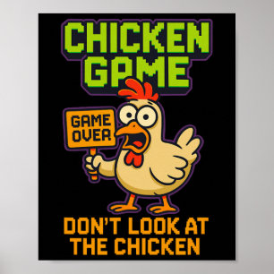 Chicken Game Over Funny Gamer Pixel Retro Arcade  Poster