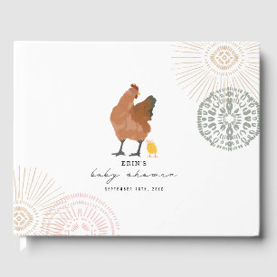 Chicken Girl Baby Shower Pink Sage Guest Book