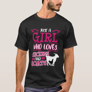 Chicken Goat Mom Just A Girl Funny Farmer Christma T-Shirt