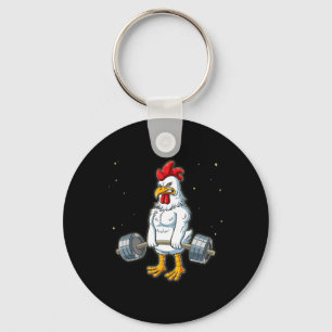 Chicken Gym Weight Training Deadlift Keychain