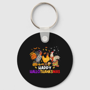 Chicken Halloween Happy Hallothanksmas Autumn Chri Keychain