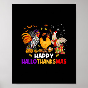 chicken halloween happy hallothanksmas autumn chri poster