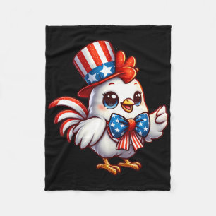 Chicken Happy 4th Of July Independence Day Men Wom Fleece Blanket